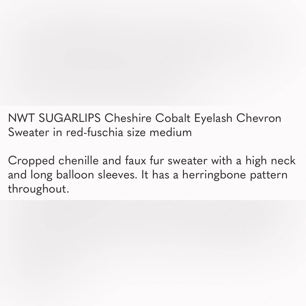 SUGAR LIPS Chevron Cheshire Eyelash Pink Red Crop Print Fuzzy Sweater - Size S - Picture 12 of 12